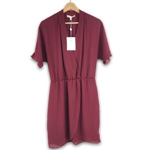 NWT - WAYF - Maroon Faux Wrap Dress - XS